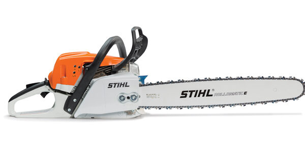 A Chainsaw With Orange and White Color Body