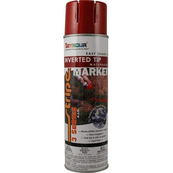Red waterbased inverted tip marker spray paint.