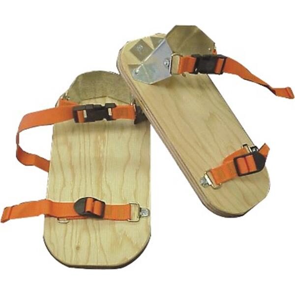 Wood Slab Soles With Orange Straps