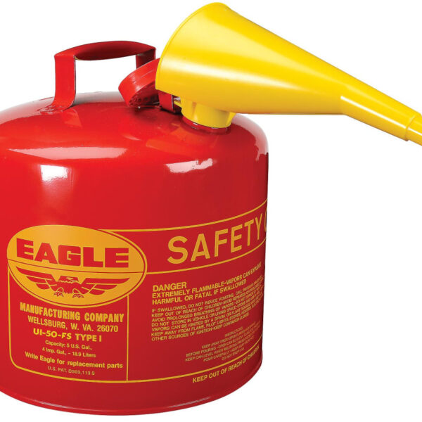 A Red Color Gas Metal Cylinder With Yellow Funnel One