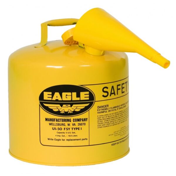 A Yellow Color Gas Metal Cylinder With Yellow Funnel One