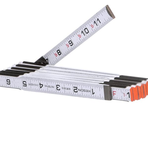 Stack of white folding measuring tapes.