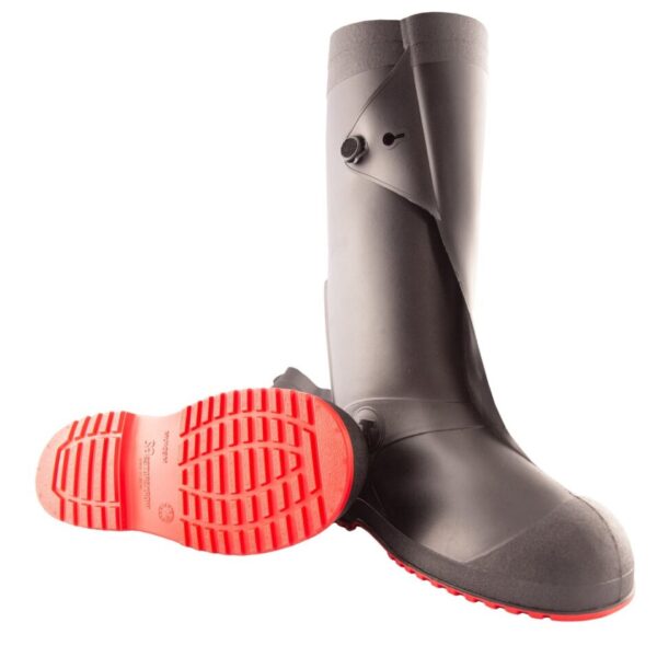 A Black Color Rainboots With Pink Sole